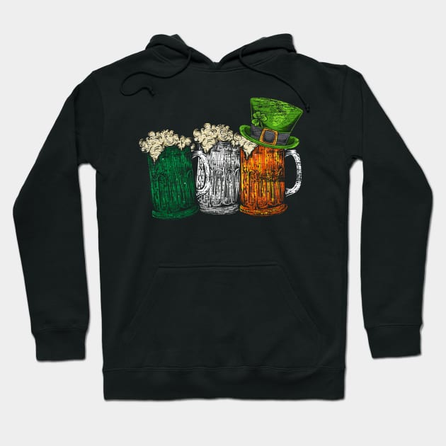 Ireland Flag Drinking Beer Irish Retro St Patrciks Day Hoodie by ShirtsShirtsndmoreShirts